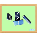 Double six white paint black domino with wooden box